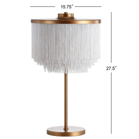 JONATHAN Y JYL9045A Coco 27.5" Fringed/Metal LED Table Lamp 27.5 in, Gold