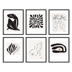 HAUS AND HUES - Set of 6 Matisse Art Prints and Picasso Posters, Black Framed...