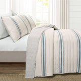 Lush Decor Comforter Farmhouse Stripe, Full/Queen, Blue 3 Quilt