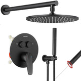 VANFOXLE Shower Faucets Sets Complete Matte Black Shower System, Push Button ...