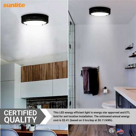 Sunlite 87769 13-Inch LED Decorative Band Trim Flush Mount Light Fixture, 20 ...