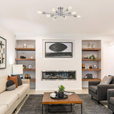 Brushed Nickel Sputnik Ceiling Light Fixture,8 Lights Semi Flush Mount Ceilin...