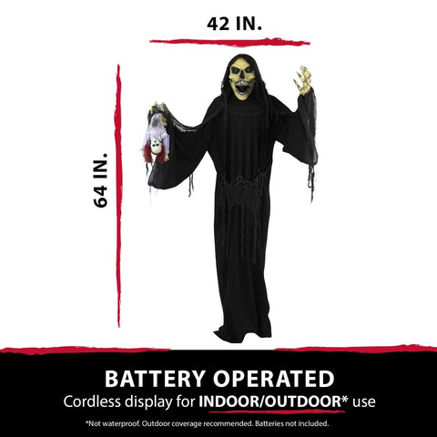 Haunted Hill Farm Life-Size Reaper Halloween Animatronic, Indoor or Outdoor H...