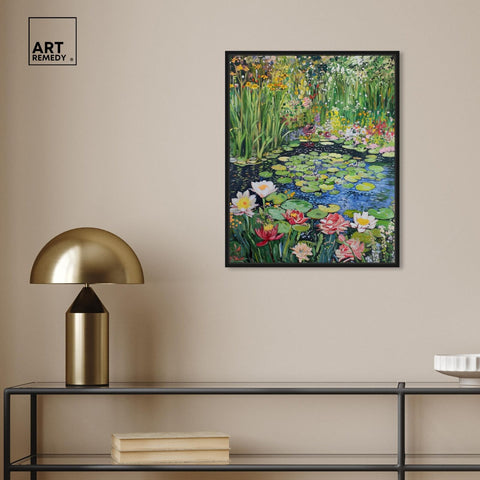 Impressionist Pond Framed Impressionism 1 Piece Canvas Wall Art/Monet And Van...