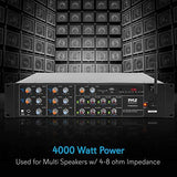 Pyle 8-Channel Wireless Bluetooth Power Amplifier - 4000W Rack 1-Pack, Black