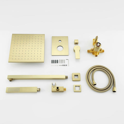 SHAMANDA Brass Rainfall Shower System, Luxuly Bathroom Shower Faucet Combo Se...