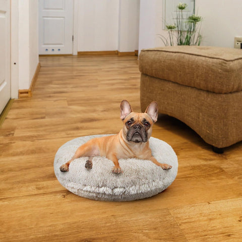 Bessie and Barnie Bagel Donut Dog Bed - Extra Plush Faux Fur - Circle/Donut D...