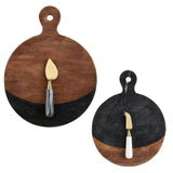 Mud Pie Blk Marble And Wood Board Set, Board 13 3/4" X 10 1/2" Dia | Utensil ...