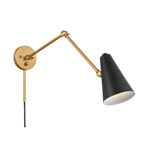 Kichler, Sylvia 1 Light Wall Sconce in Black and Natural Brass, 52486NBRB