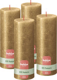 Bolsius Rustic Pillar Candle - Shimmer Gold - Pack of 4 - Long Burning Time o...