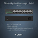 NETGEAR 24-Port Gigabit Ethernet Unmanaged Switch (GS324) - Desktop, Wall,...