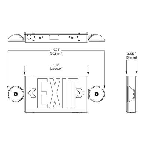 Sure-Lites LED Exit Sign with Emergency Lights, Two LED Light Heads, White wi...