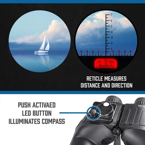 Barska Battalion Waterproof Military Binoculars with Rangefinder AB10510 7x50