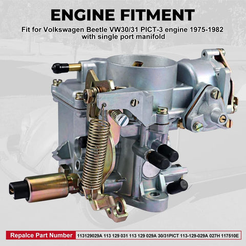 ALAVENTE Carburetor for VW Beetle 30/31PICT 1975-1982 34 PICT-3 1600cc Engine...