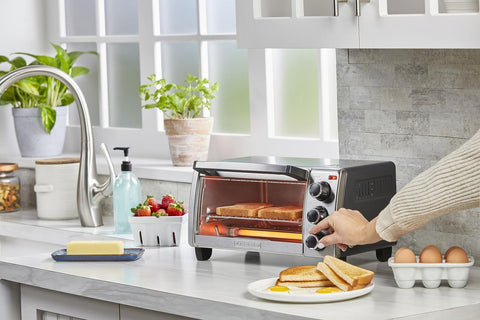 BLACK+DECKER 4-Slice Toaster Oven, TO1313SBD, Even Toast, 4 Cooking Functions...