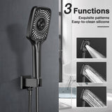 Black Shower Faucet Set Stainless Steel 10in Rainfall Shower Head with Handhe...