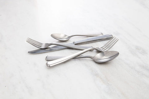 Fortessa Valen 18/10 Stainless Steel Flatware, Tumbled Stainless Steel, 20 Pi...