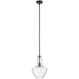 KICHLER 42141BK Everly Pendant, 1-Light 100 Watts, Black 10.5" Clear Glass