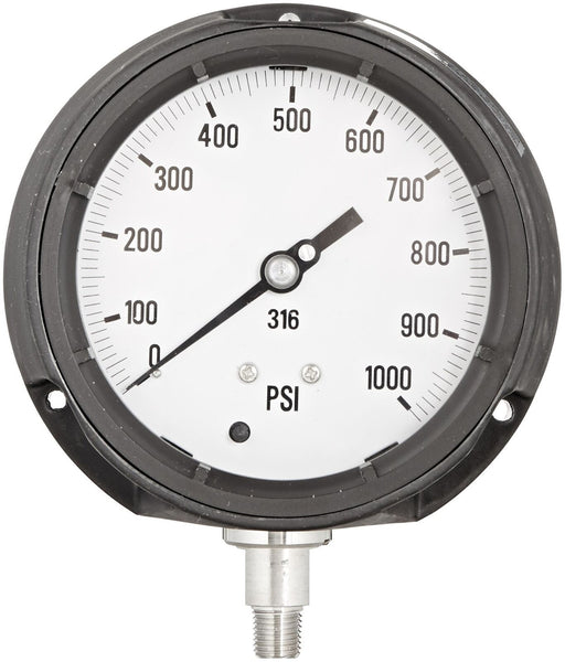 PIC Gauge AHG6-A50.H30 4.5" Dial, 0/1000 psi Range, 1/4" Male NPT Connection ...