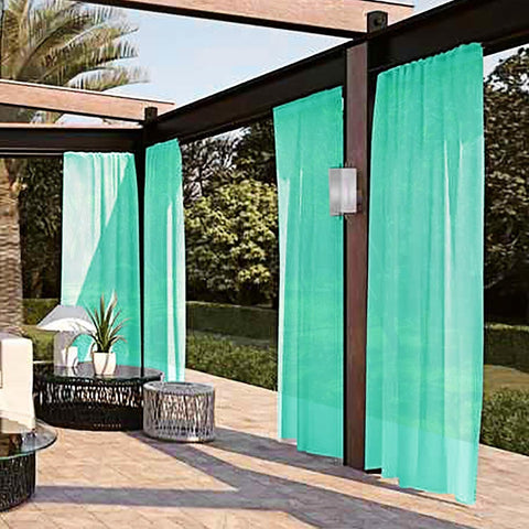 SpaceDresser Waterproof Outdoor Sheer Curtains for Patio - 4 Panels Rod Pocke...