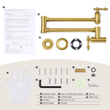 ARCORA Pot Filler Faucet, Traditional Brushed Gold Pot Filler Wall Mount Comm...