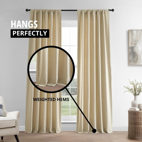 HPD HALF PRICE DRAPES French Linen Curtains 96 Inches Long Room Darkening Cur...