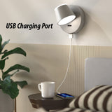 URSOLA Wall Light Set of Two, LED Wall Sconce with On/Off Switch USB Charging...