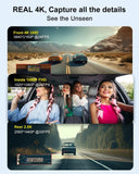 Dash Cam Camera For Cars Dashcam - Lehwey 3 Channel 4k 2160P+1440P+1080P Dash...