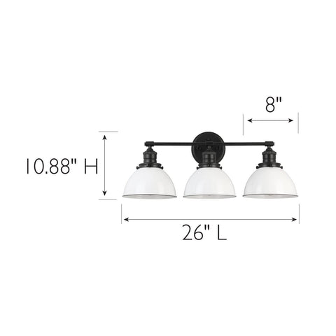 Design House 588301 Savannah Farmhouse 3-Light Indoor Bathroom Vanity Light D...