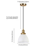 Henn&Hart 8" Wide Pendant with Metal Shade in Cloud White/Gold, for Home, Liv...