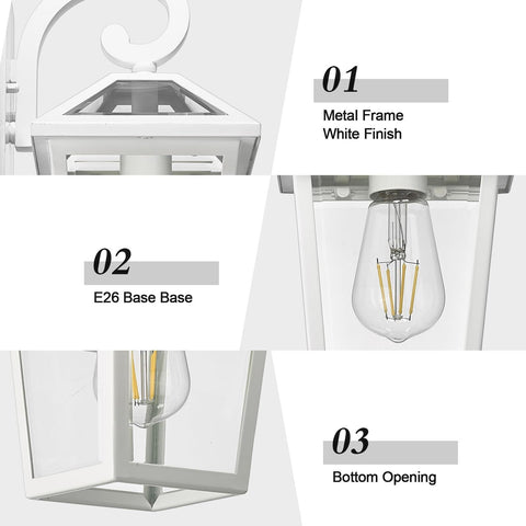 Outdoor Light Fixtures Wall Mount, Waterproof Exterior Wall Lanterns with Gla...