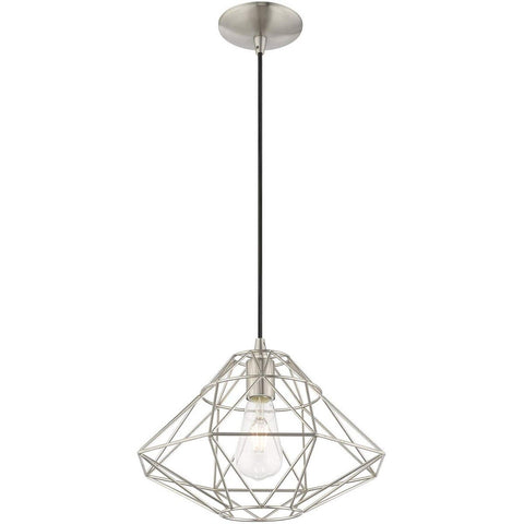 Livex Lighting 41323-91 Geometric Shade - 13.5" One Light Mini Pendant, Brush...