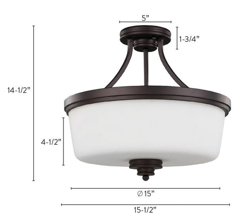 Canarm ISF286A03ORB 3 Light Jackson SemiFlush Semi Flush Ceiling Light, Oil R...