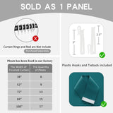 Blackout Pinch Pleated Curtain 52''W x 84''L with Tieback for Bedroom, Triple...