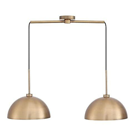 Nathan James Percy Modern 2-Light Pendant Island Light 1, Vintage Brass