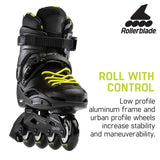 Rollerblade RB Cruiser Unisex Adult Fitness Inline Skate, Black/Neon Yellow, ...