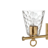 Imogen - Metal and Hammered Water Glass 3-Light Vanity Light, Brushed Gold