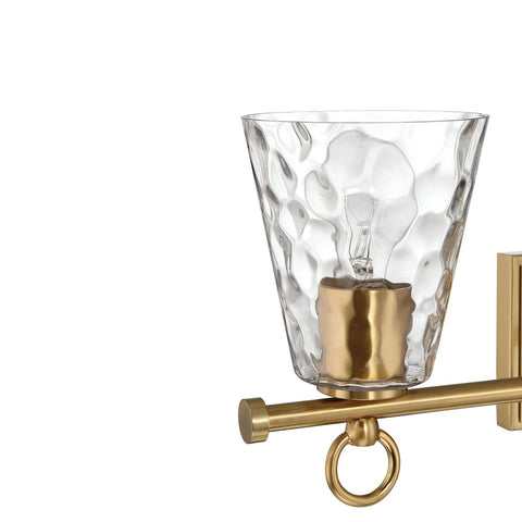 Imogen - Metal and Hammered Water Glass 3-Light Vanity Light, Brushed Gold