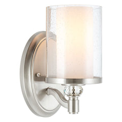 Kira Home Victoria 10" Transitional Wall Sconce, Frosted Glass Inner Shade + ...