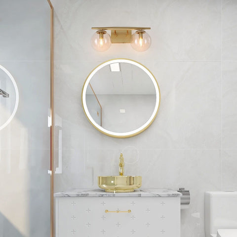 Bathroom Vanity Light Fixtures, 2-Light Gold Bathroom Light Fixtures, Gold Va...