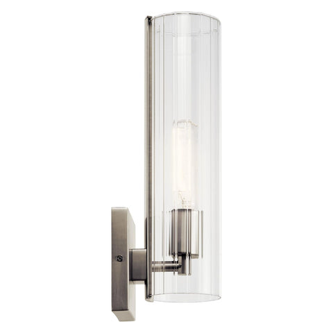 KICHLER Jemsa 1 Light Wall Sconce, Modern Light with Clear Fluted Glass in Br...