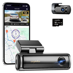 B25 5K Dash Cam with 5G WiFi 64GB SD Card, ADAS Dash Cam Front and Rear GPS, ...