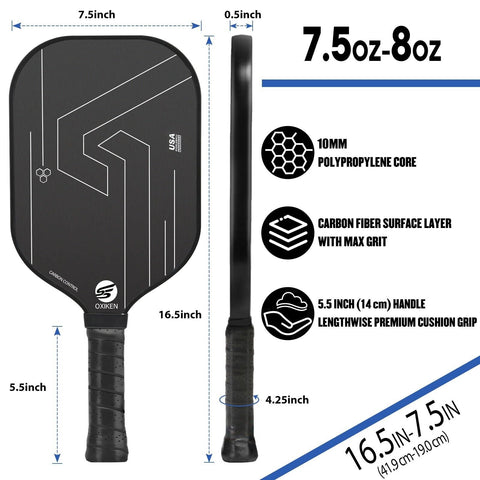 OXIKEN 10/13/16 mm Pickleball Paddles 2024 USAPA Approved T700 Carbon Fiber P...