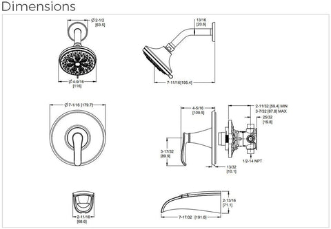 Pfister 8P8-WS2-JDSGS Jaida 1-Handle Tub & Shower Faucet with Adjustable Spra...