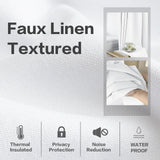 MAIHER Pure White 96 Inches Long Total Blackout Faux Linen Pleated Curtain wi...