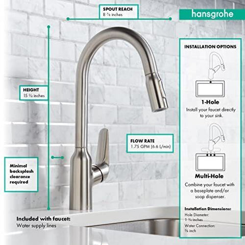 hansgrohe Focus N Stainless Steel High Arc Kitchen Optic