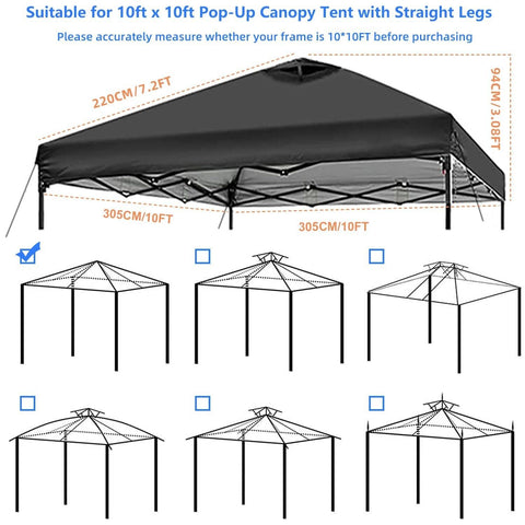 10x10 Canopy Replacement Top Cover,Pop Up Canopy Tent Top with Air Vent Ropes...