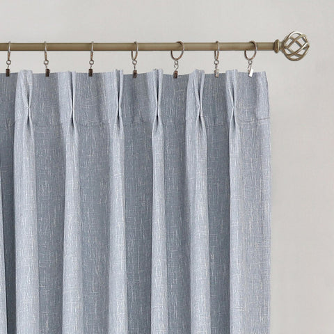 Vision Home Chambray Blue Full Blackout Curtains Pinch Pleated Room Darkening...