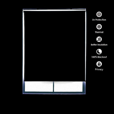ALLBRIGHT Classic 100% Blackout Cordless Roller Shades for Windows, Spring Sy...