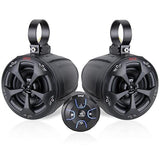 Pyle 2-Way Dual Bluetooth Off-Road Speakers - 4 Inch 800W Marine Black